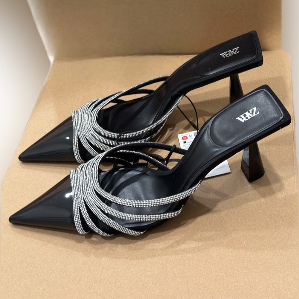 ZARA RHINESTONE HEELED MULES - Picture 8 of 12